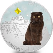 Fiji SUPER CAT - SCOTTISH FOLD $2 Silver Coin 2013 Gem inlay Proof 1 oz